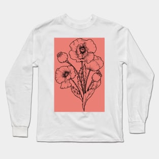 Drawing of a poppy Long Sleeve T-Shirt
